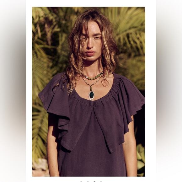 FREE PEOPLE Women's Off The Shoulder Midi With Back Cut Out Ruffle Hem Size XS - Picture 3 of 11